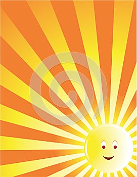 Yellow sun face ray background