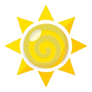 Yellow Sun Flat Icon Isolated on White