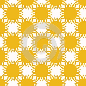 Yellow sun flower cut out shapes. Vector pattern seamless background. Hand drawn matisse style collage graphic illustration