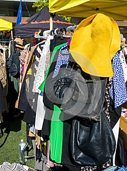 Yellow sun hat market stall