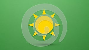 Yellow sun icon with a central circle and eight triangular rays