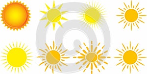 Yellow sun icon collection