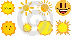 Yellow sun icon collection