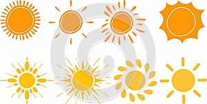 Yellow sun icon collection