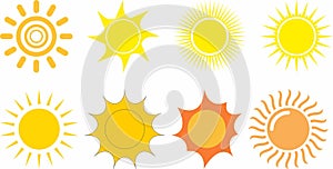 Yellow sun icon collection