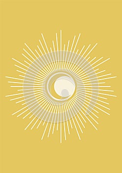 Yellow sun print boho minimalist printable wall art illustration