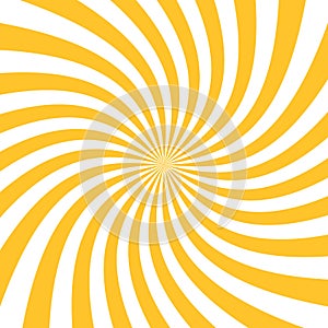 Yellow Sun rays background. Radial swirl abstract lines background