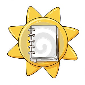 Yellow Sun and White Notebook Illustration