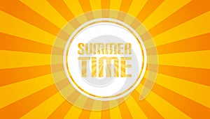 Yellow Sunburst Background - Summer Time Banner - Vector Illustration