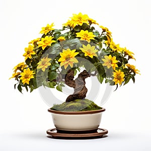 Yellow Sunflower Bonsai Tree: Naturalistic Proportions With Precisionist Style