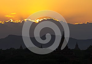 Yellow sunset over Bagan
