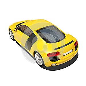 Yellow Super Car Isolated on the White Background