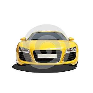 Yellow Super Car Isolated on the White Background