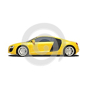 Yellow Super Car Isolated on the White Background