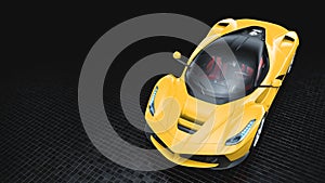 Yellow Supercar - Top Studio View