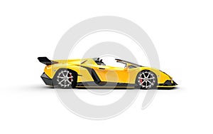 Yellow supercar on white background