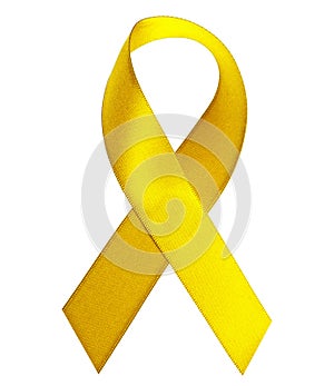 Yellow Support the Troops Ribbon isolated on white background