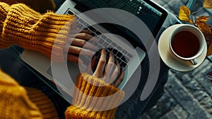 The Yellow Sweater Typing.AI generated image