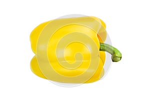 Yellow sweet bell pepper isolated on white background without a shadow