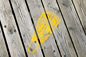 Yellow Swim Fin Painted Footprint