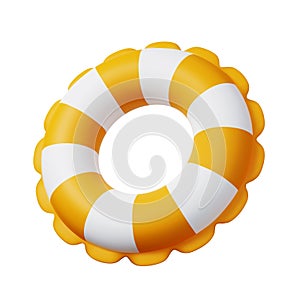 Yellow Swim ring - Inflatable rubber toy for water and beach or trip safety.