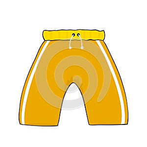 Yellow swimming trunks hand drawn for summer vacations