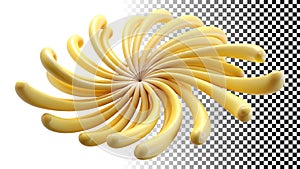Yellow swirl pattern, abstract shape, fluid motion, dynamic design element png transparent image Generative AI