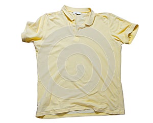 Yellow t-shirt mock up, polo empty t shirt over white background