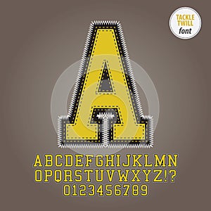 Yellow Tackle Twill Alphabet and Digit Vector