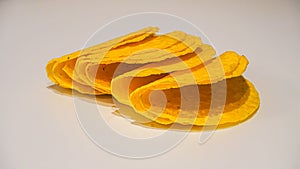 Yellow Taco Shells on White Background