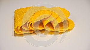 Yellow Taco Shells on White Background