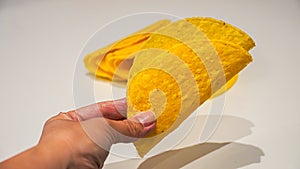 Yellow Taco Shells on White Background