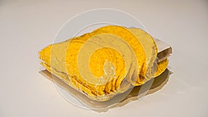 Yellow Taco Shells on White Background