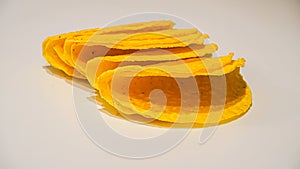 Yellow Taco Shells on White Background