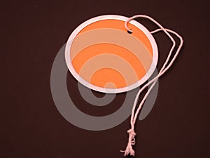 Yellow tag on a dark background