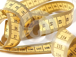 Yellow tape measure in centimeters