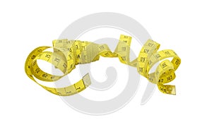 Yellow tape measure isolated on a white