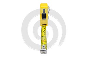 Yellow tape measure isolated on white background