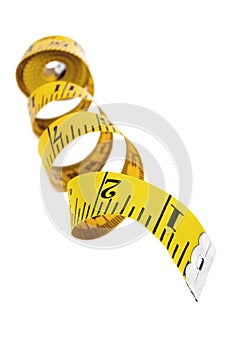 Yellow Tape Measure over White