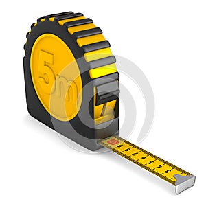 yellow tape measure on white background. isolated 3d illustration