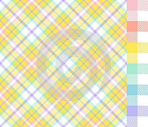 Yellow Tartan and Easter Pastel Colors Gingham Plaid Seamless Pattern Tiles