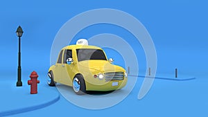 Yellow Taxi 3D render business transportation