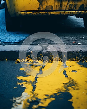 a yellow taxi cab parked on the side of the road