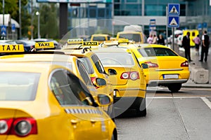 Yellow taxi cabs photo