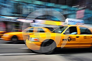 Yellow taxi cabs in Manhattan New York City