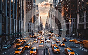 Generative-AI,Yellow taxi cabs in Manhattan. Newyork photo