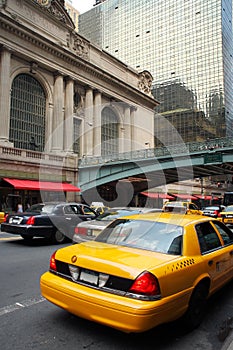 Yellow taxi at Grand Central Terminal