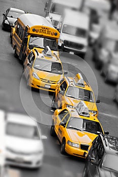 Yellow taxi in Manhattan, New York