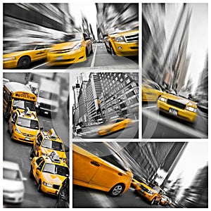 Yellow taxis collage, New York