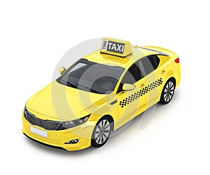 Yellow taxis isolated on a white background.